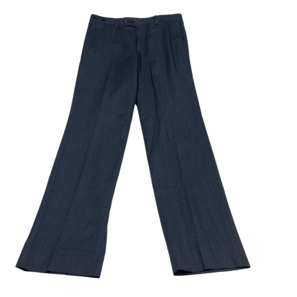 Ted Baker London Dress Pants Straight Fit Flat Front Blue Wool Men's 36X33